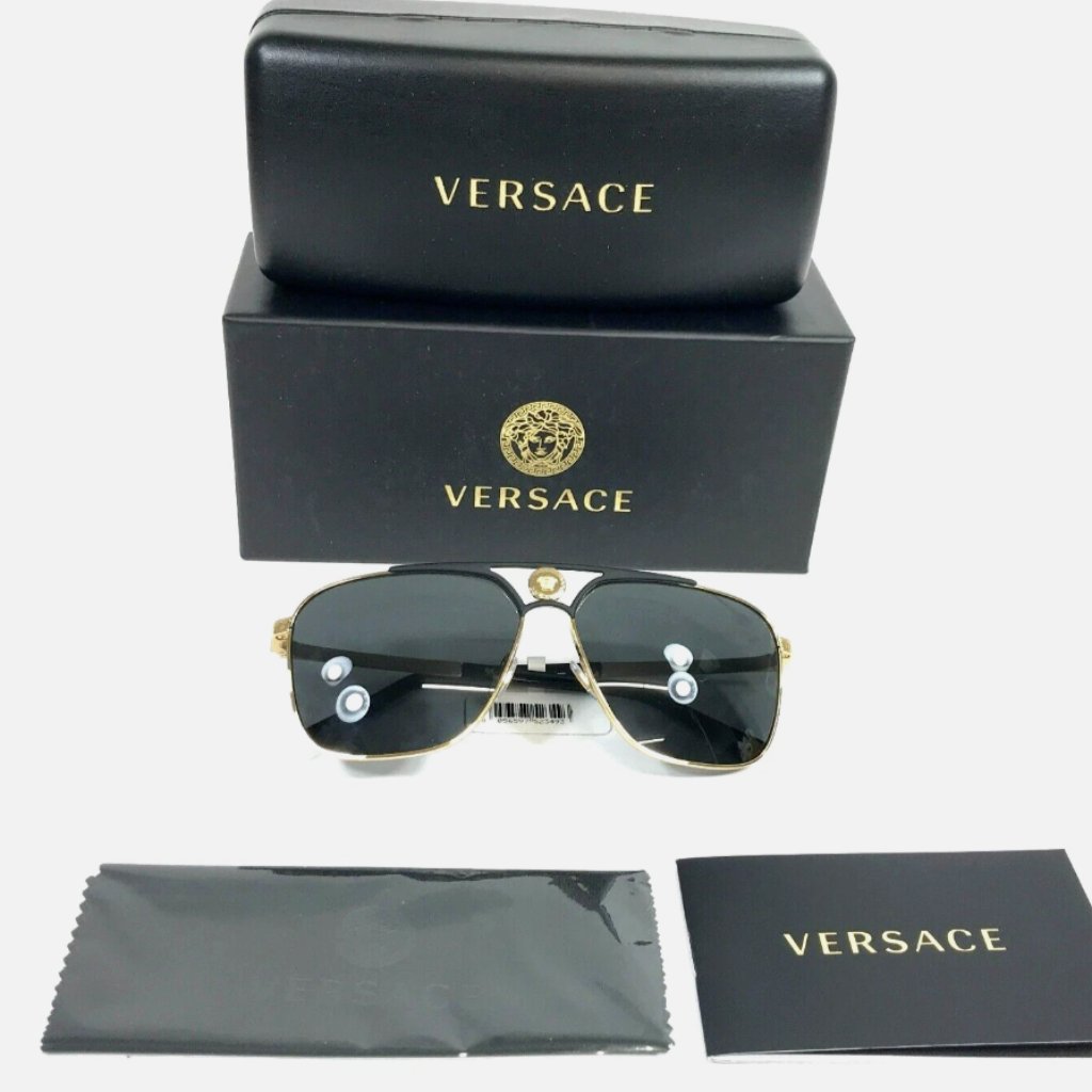 Versace Matte Gold Black 61mm Italy Sunglasses